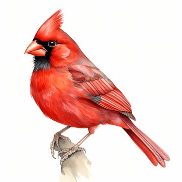 recommend clip art: Red cardinal. Cardinal bird clipart. Watercolor illustration. Generative AI. Detailed illustration.