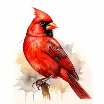 recommend clip art: Red cardinal. Cardinal bird clipart. Watercolor illustration. Generative AI. Detailed illustration.