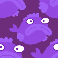 Cartoon sea animals seamless fish pattern for wrapping paper and fabrics