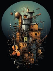 Cityscape of Instruments with Dreamlike Precision