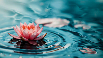 pink lotus flower with reflection