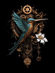 Intricate Hummingbird with Clockwork Wings
