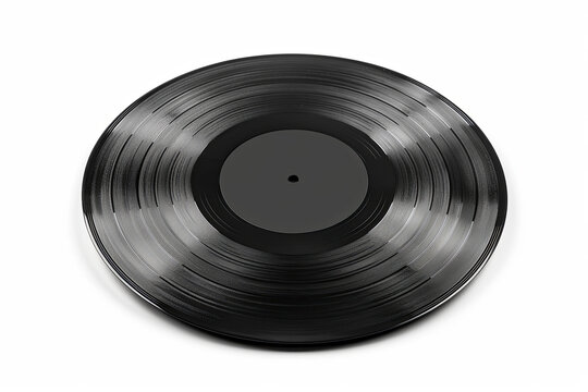 Black vinyl record isolated on white background