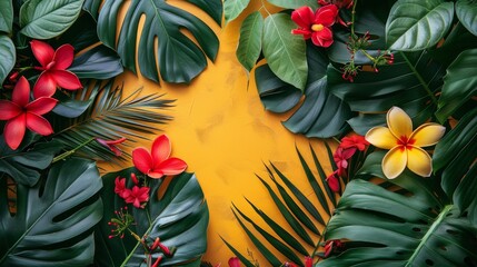 Tropical Flowers and Leaves Painting