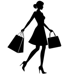 Shopping style Vector SVG silhouette illustration, laser cut, shopping style Clip art