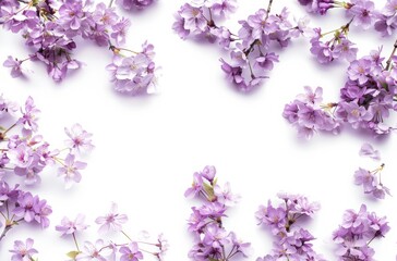 Bunch of Purple Flowers on White Background