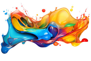 Vibrant Multicolor Paint Splash on Transparent