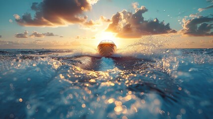 Man Riding Wave on Surfboard