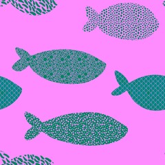 Cartoon sea animals seamless fish pattern for wrapping paper and fabrics