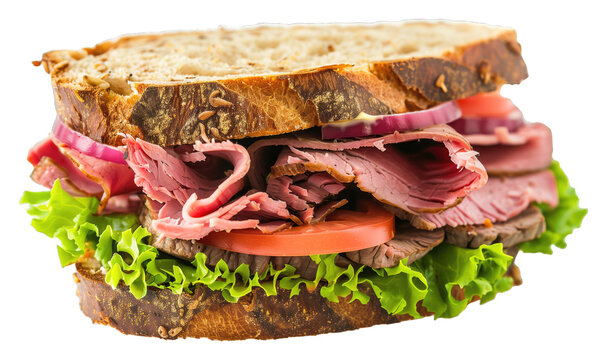 Roast beef sandwich isolated on a transparent background PNG