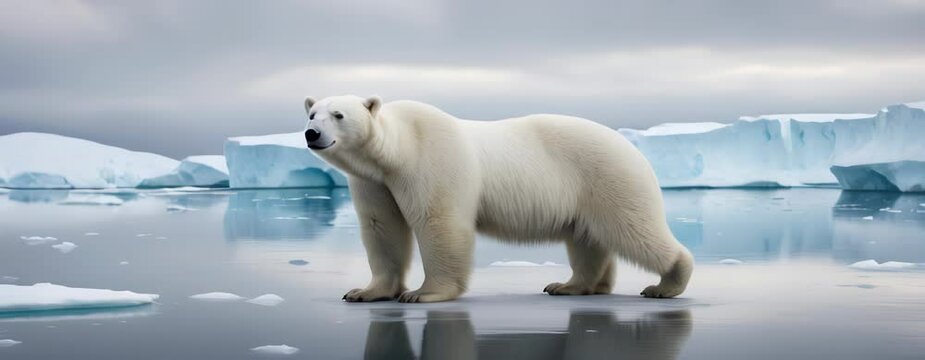 POLAR BEAR IN THE REGION ARTIC. VIDEO. HORIZONTAL.