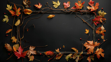 Seasonal Fall Autumn Decorative Leafy Border Frame