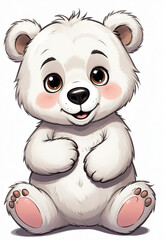 Fototapeta premium A cute and friendly cartoon bear with large eyes, a button nose, and a happy expression The bear has a fluffy, round body