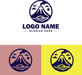 volcano icon Volcanic mountain Volcanic peak Volcanic cone flat logo sign symbol editable vector