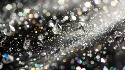 Shiny gold glitter bokeh background. Creative sparkling star dust texture for luxury rich greeting card. Jewel abstract Christmas  aesthetic.