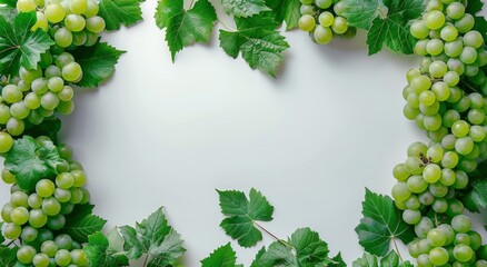 Fototapeta premium Bunch of Green Grapes Hanging From Vine