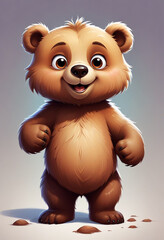 Naklejka premium A cute and friendly cartoon bear with large eyes, a button nose, and a happy expression The bear has a fluffy, round body