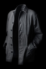 A person wearing a jacket standing in the dark