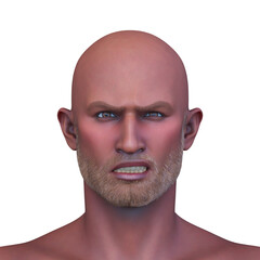 男性の顔アップ　3DCGレンダリング