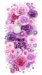 A bouquet of flowers with a variety of colors including pink, purple, and white