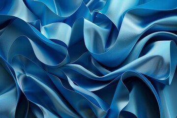 abstract 3d background with folded blue ribbons and ruffles modern fashion wallpaper digital illustration