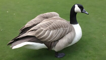 A Goose With Its Bill Poking Out From Under Its Wi
