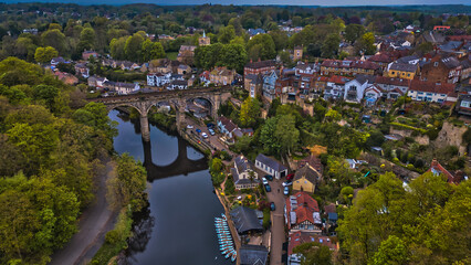 Scenic Riverside Town at Dusk in Knaresborough, Yorkshire