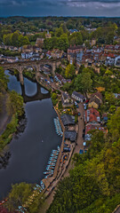 Historic Riverside Town at Dusk in Knaresborough, Yorkshire