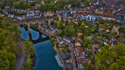 Aerial View of Charming Riverside Town in Knaresborough, Yorkshire