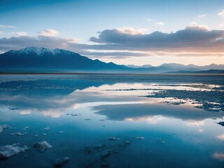 Fototapeta premium sunset over the lake