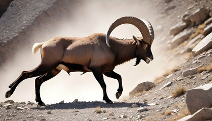 An Ibex With Its Horns Locked In A Fierce Battle  2