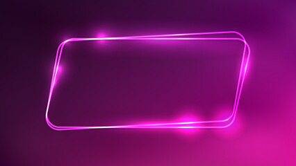 Neon double frame with shining effects 