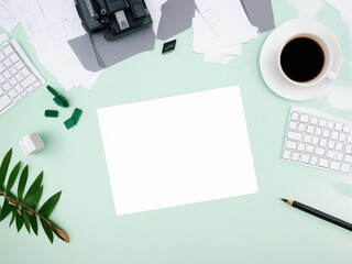 desk with coffee and papers