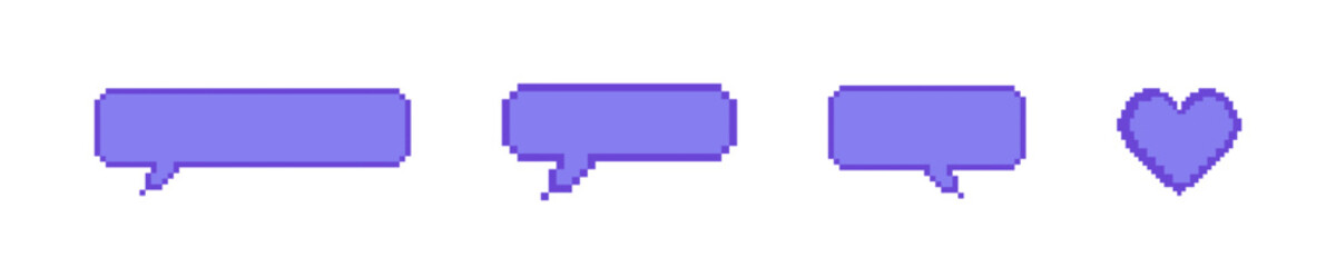 Speech bubble pixel style set. Text box pixelated illustration.