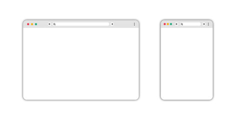 Web page vector interface set. Website window blank template.