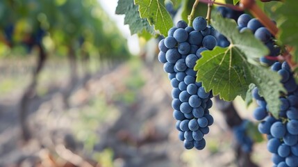 Fototapeta premium Close up of grapes hanging on branch . Generative Ai