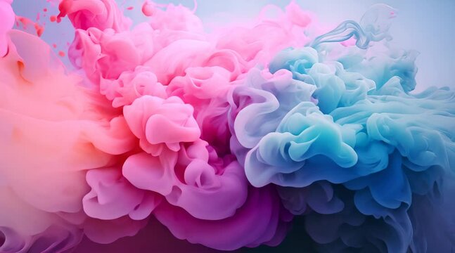 Colored blue and pink smoke on a blue background. Abstract background. Gender reveal concept. Boy or girl	
