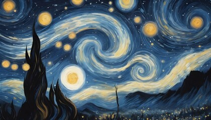 Whimsical Enchanting Depiction Of A Starry Night
