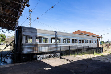 view of old train passenger carriage, functioning as a tourist attraction at Estacao Cultura in the...