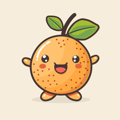 Obraz premium A cartoon longan with a leaf on top is smiling. The longan is happy and has a positive mood