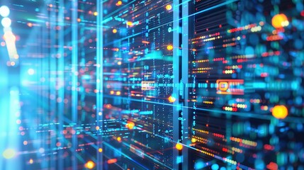 Rack Server on server room Data center, server room security, data center server, web host warehouse data server cabinets network storage database.