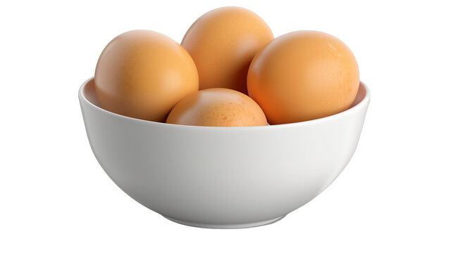 Eggs in a bowl on a transparent background. Generative AI