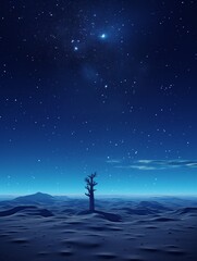 Lone Cactus under a Blanket of Stars