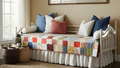 A Daybed With A Cozy Quilt And Pillows  2