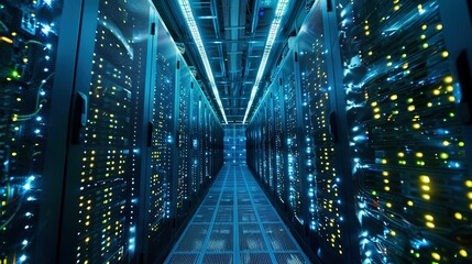 Rack Server on server room Data center, server room security, data center server, web host warehouse data server cabinets network storage database.