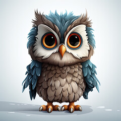 Fototapeta premium Watercolor Frostbite owl, clipart Illustration, Generative Ai