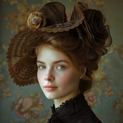Elegant Victorian Lady Portrait with Vintage Fashion