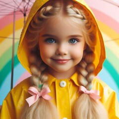 Kind in gelber Regenjacke