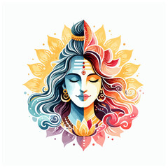 Half face Shiva and Parvati