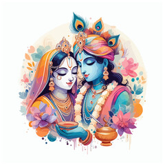 Radha Krishna Beautiful Illustration